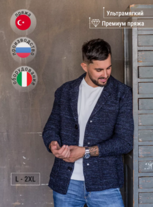 Стильный толстенький трикотажный мужской пиджак (1977)