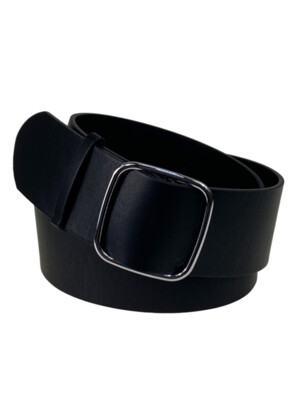 Ремень женский широкий из искусственной кожи цвет черный