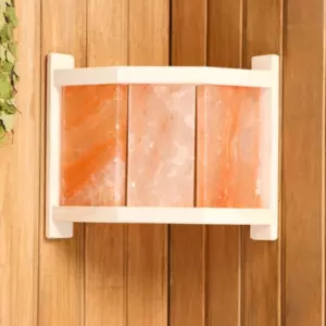 Абажур для бани и сауны с гималайской солью, липа, 29.5×33×13.5 см, настенный, угловой, 3 плитки, «Добропаровъ»