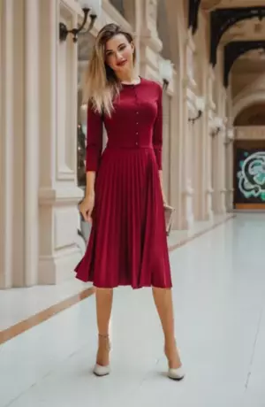 Donna Saggia - Платье с юбкой гофре, цвет Спелая вишня